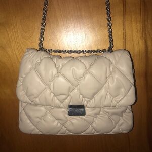 Cream colored quilted puffer H&M bag purse